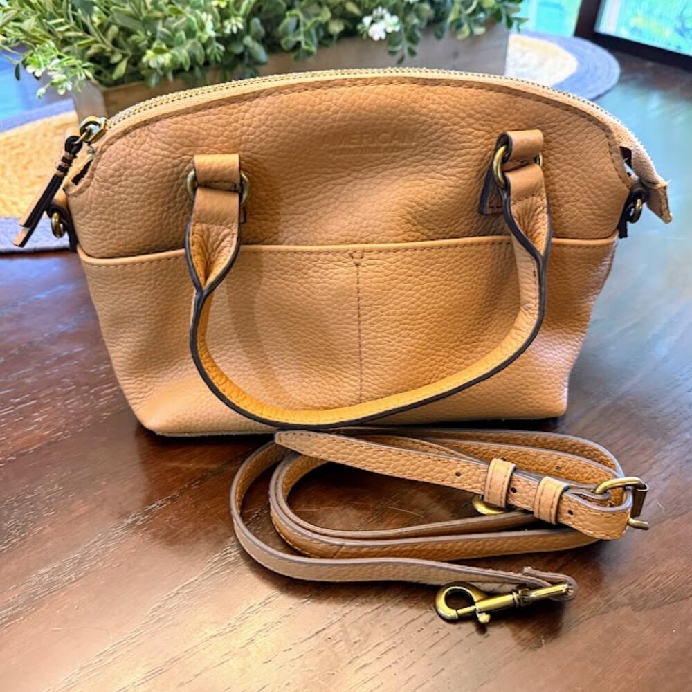 American Leather Co.  Pebble Leather Crossbody Carrie - Tan - Picture 3 of 16